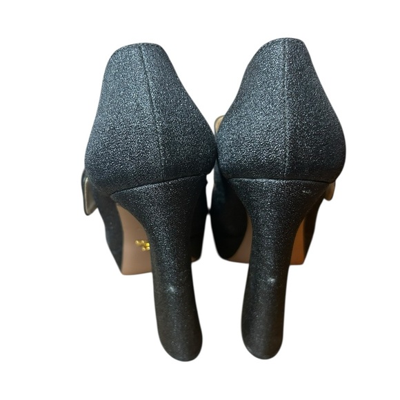 Prada Black Metallic Cloth Platform Mary Jane Heels - Picture 4 of 8